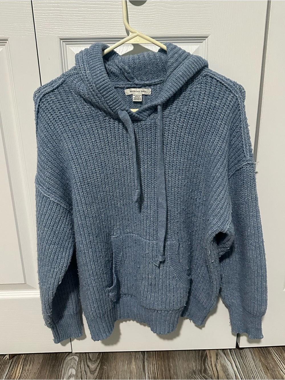 American Eagle Outfitters Blue Knit Hoodie Sweater